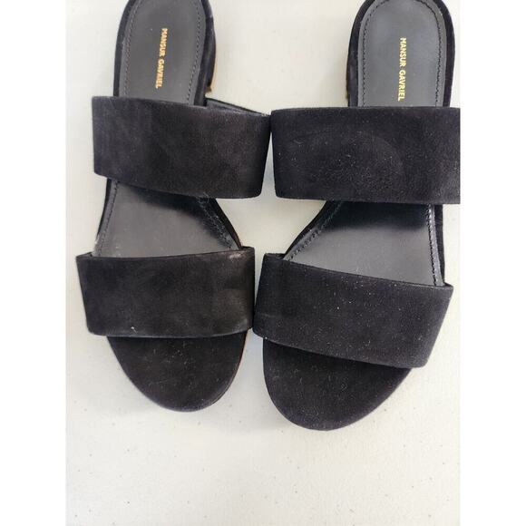 Defect New Mansur Gavriel Suede Double Strap Flat Sandal Size 37 Black - Picture 2 of 9